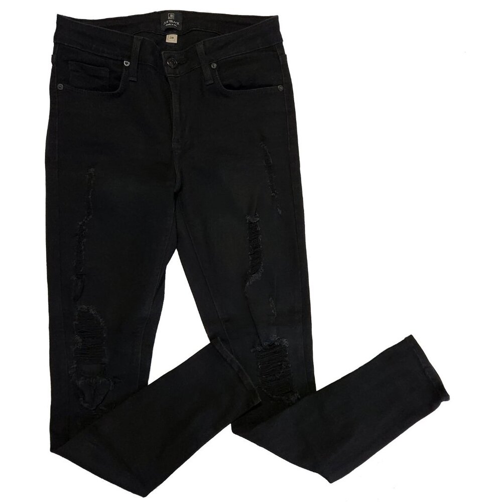 JUST BLACK Distressed and Ripped Skinny Jeans